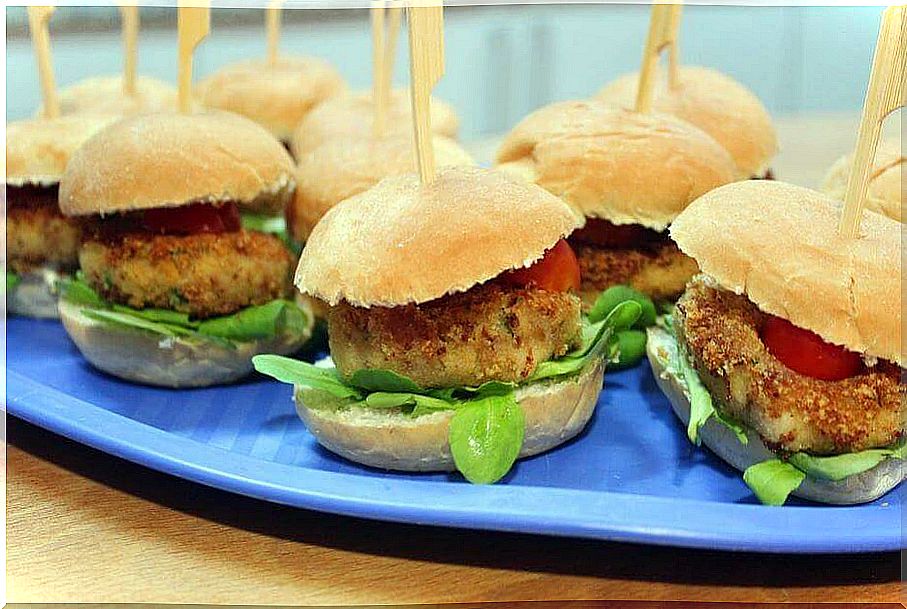 A plate of mini-burgers