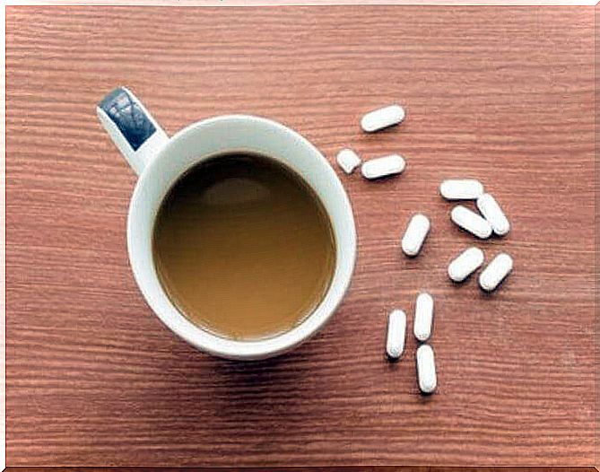 Cup of coffee with drugs.