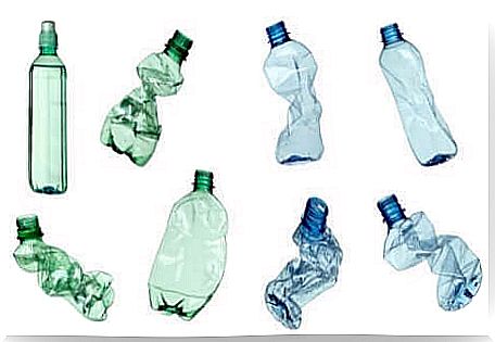 Plastic bottles. 