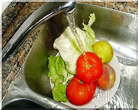 Save water by washing fruits and vegetables in a bowl and not under the tap