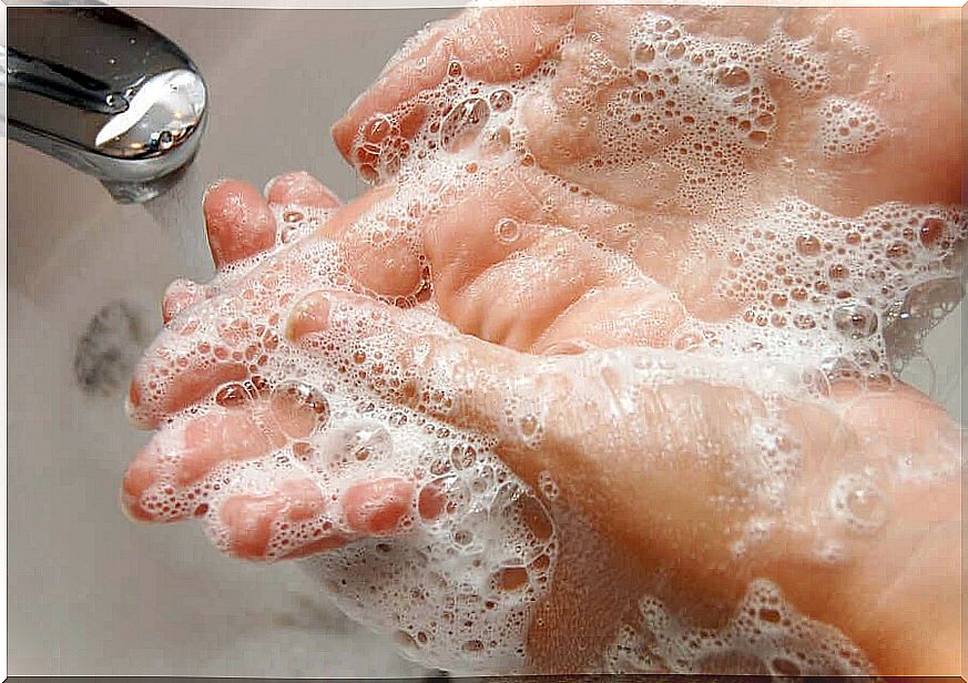 Hands covered in soap