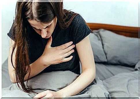 Woman having heart rate at bedtime.